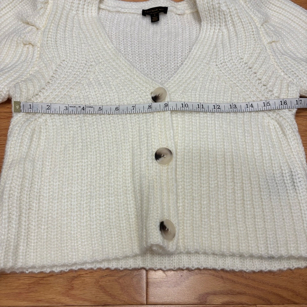 Preppy Coastal Anthropologie Current Air Puff Sleeve Cardigan - Picture 12 of 13